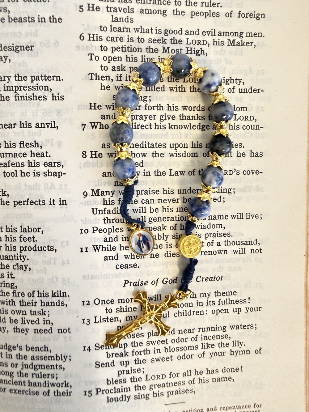 Single Decade Rosary with Cross Charm And Virgin Mary Medal
